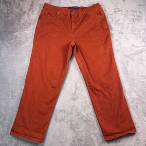 Gloria Vanderbilt Amanda Jeans Women's 16W Short Orange Tapered Stretch Denim